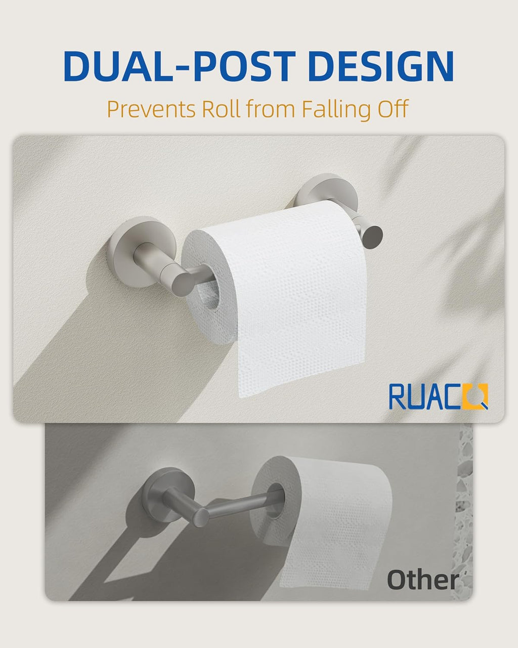 RUACQ Brushed Nickel Toilet Paper Holder Wall Mount for Bathroom