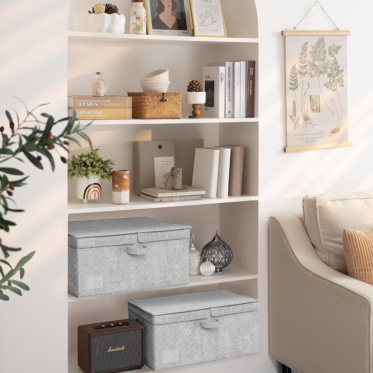 GRANNY SAYS Extra Large Storage Bins with Lids, Closet Bins, Ash Gray