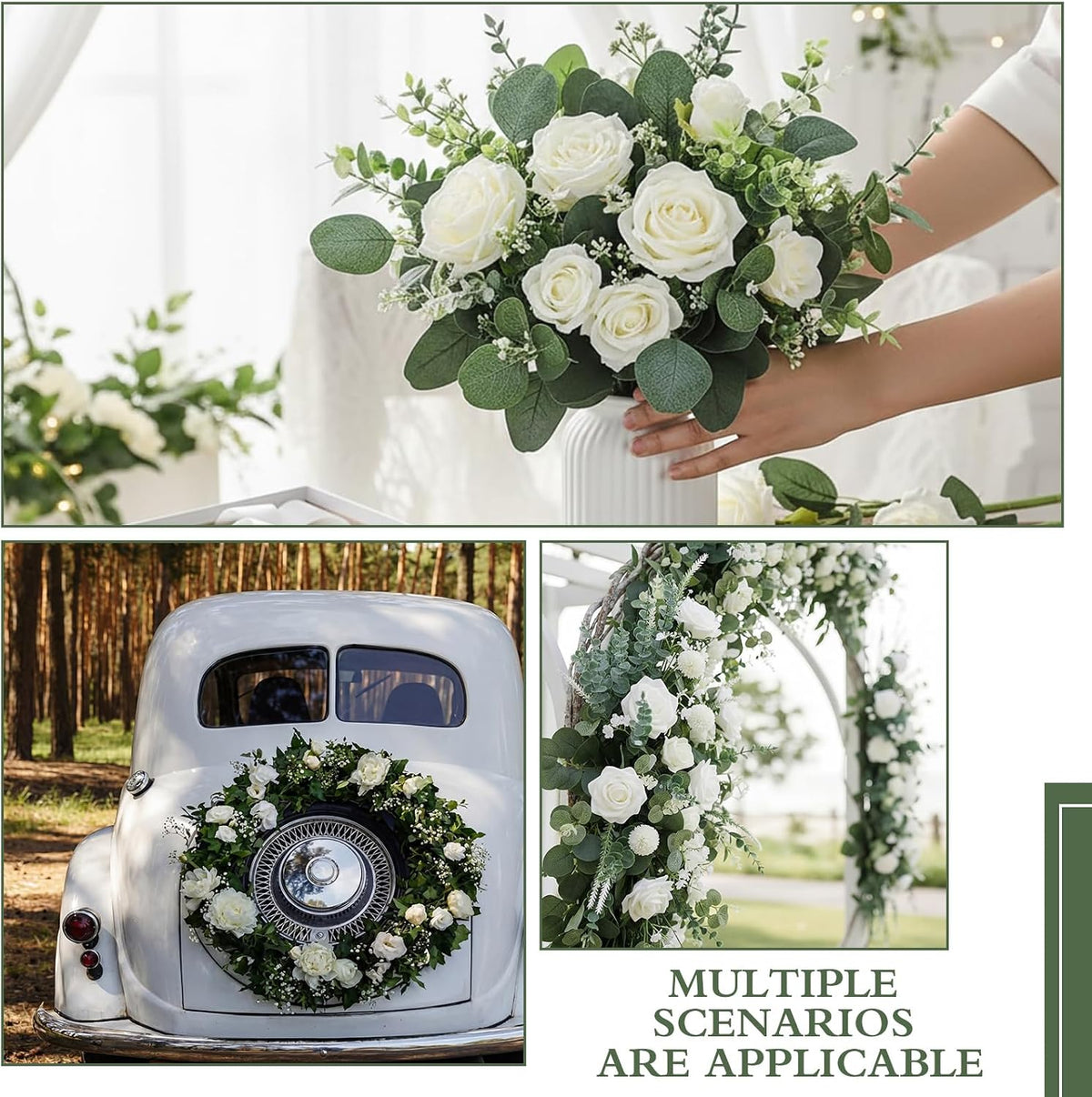Tigeen 180 Pcs 10 Kinds Mixed Artificial Eucalyptus Stems Bulk for Wedding