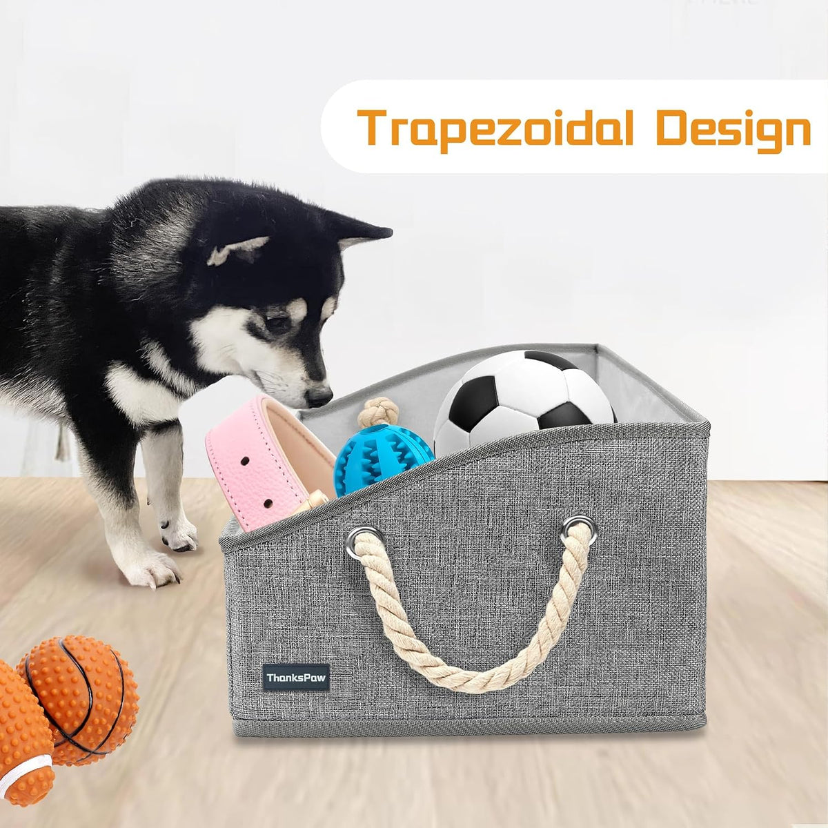 Dog Toy Basket, Storage Bin, Collapsible Box for Pet Accessories