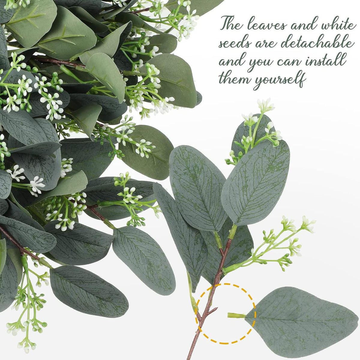 Janinka 100 Pcs Artificial Seeded Eucalyptus Stems Mixed Greenery