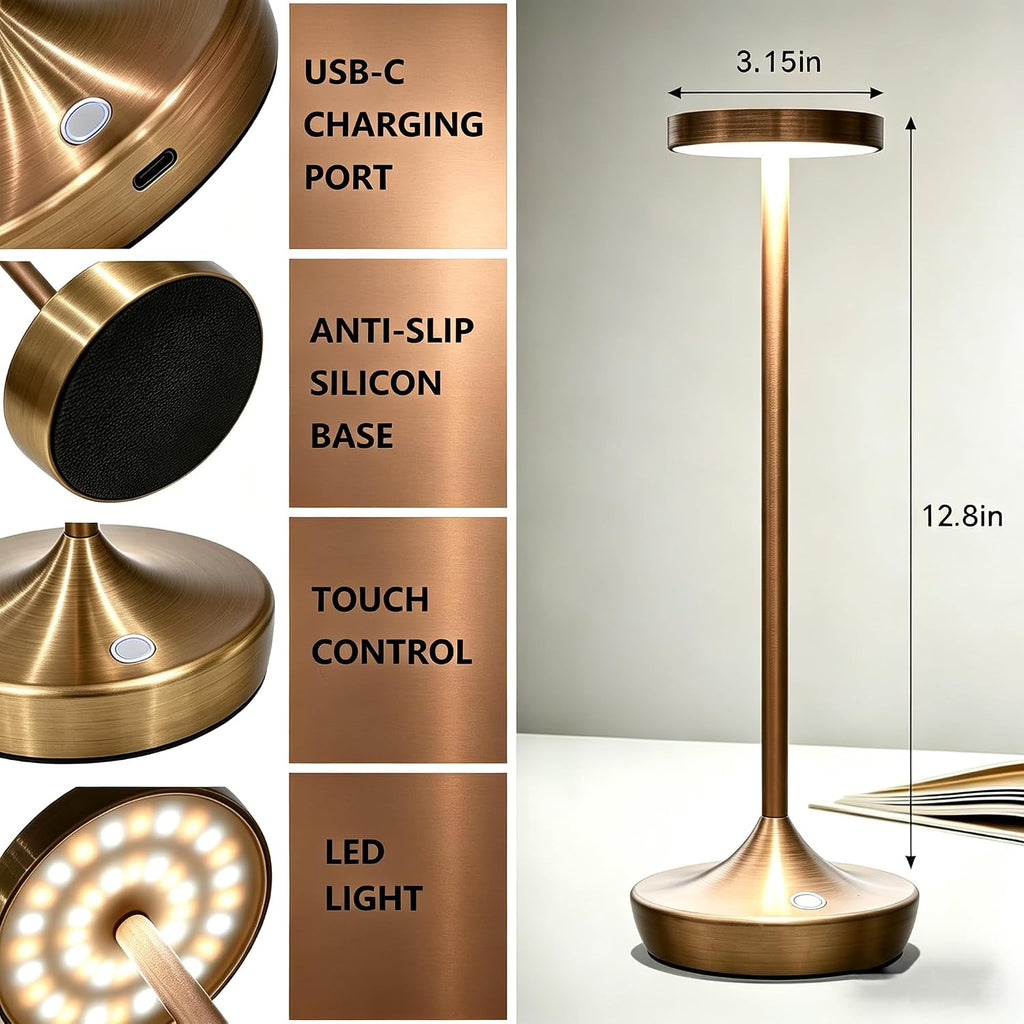 YHT Rechargeable Cordless Table Lamps 6000mAh LED Battery Table Light
