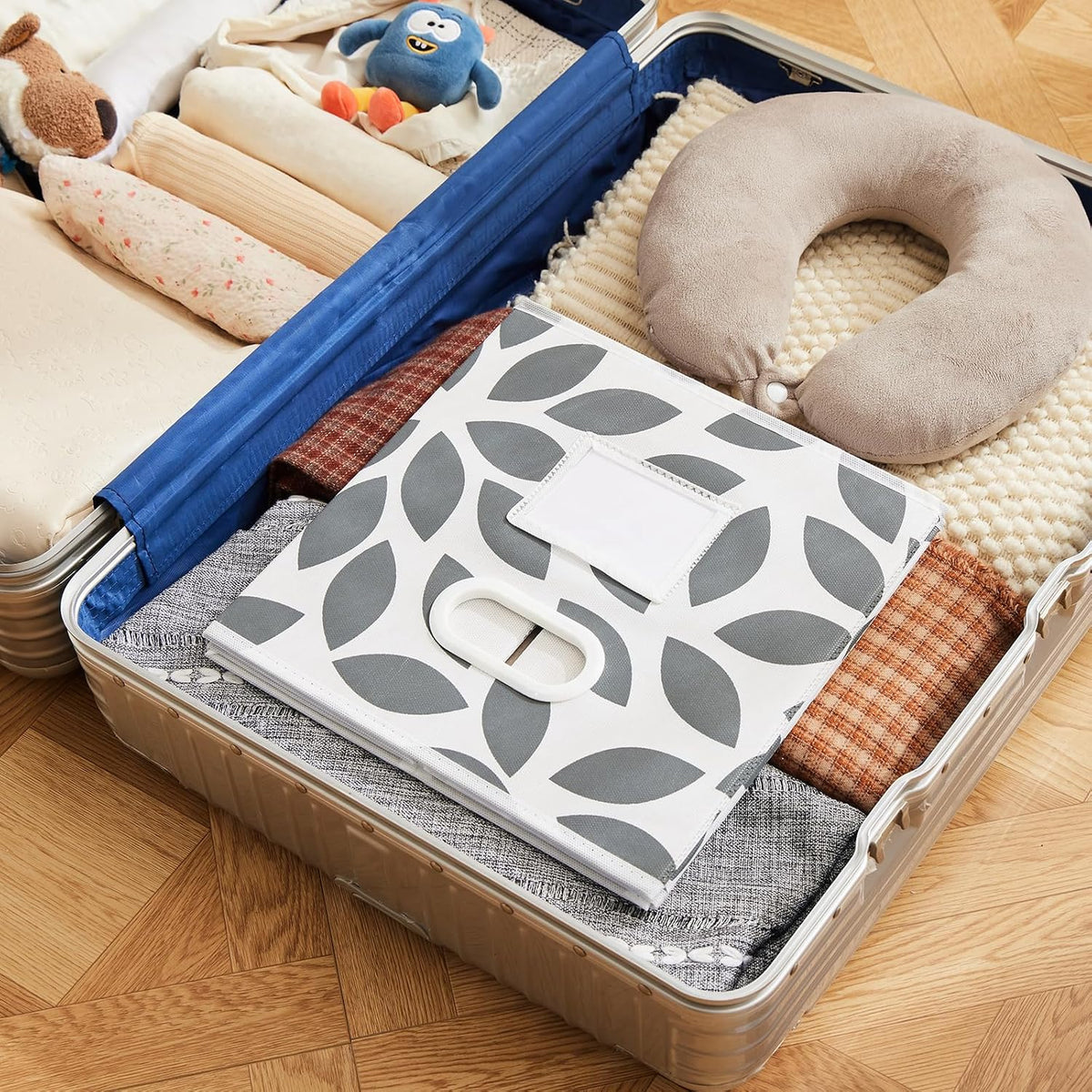 MAX Houser Open Home Storage Bins with Plastic Handles, Set of 6, Grey