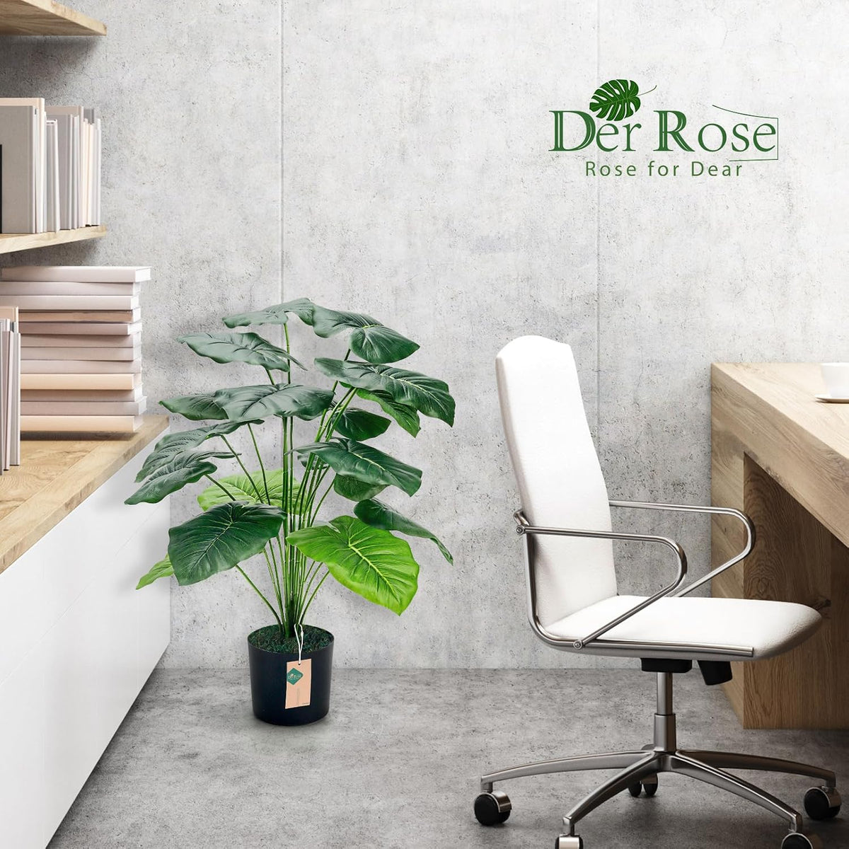 Der Rose 28" Fake Tropical Plants in Black Pot for Bathroom and Home Decor