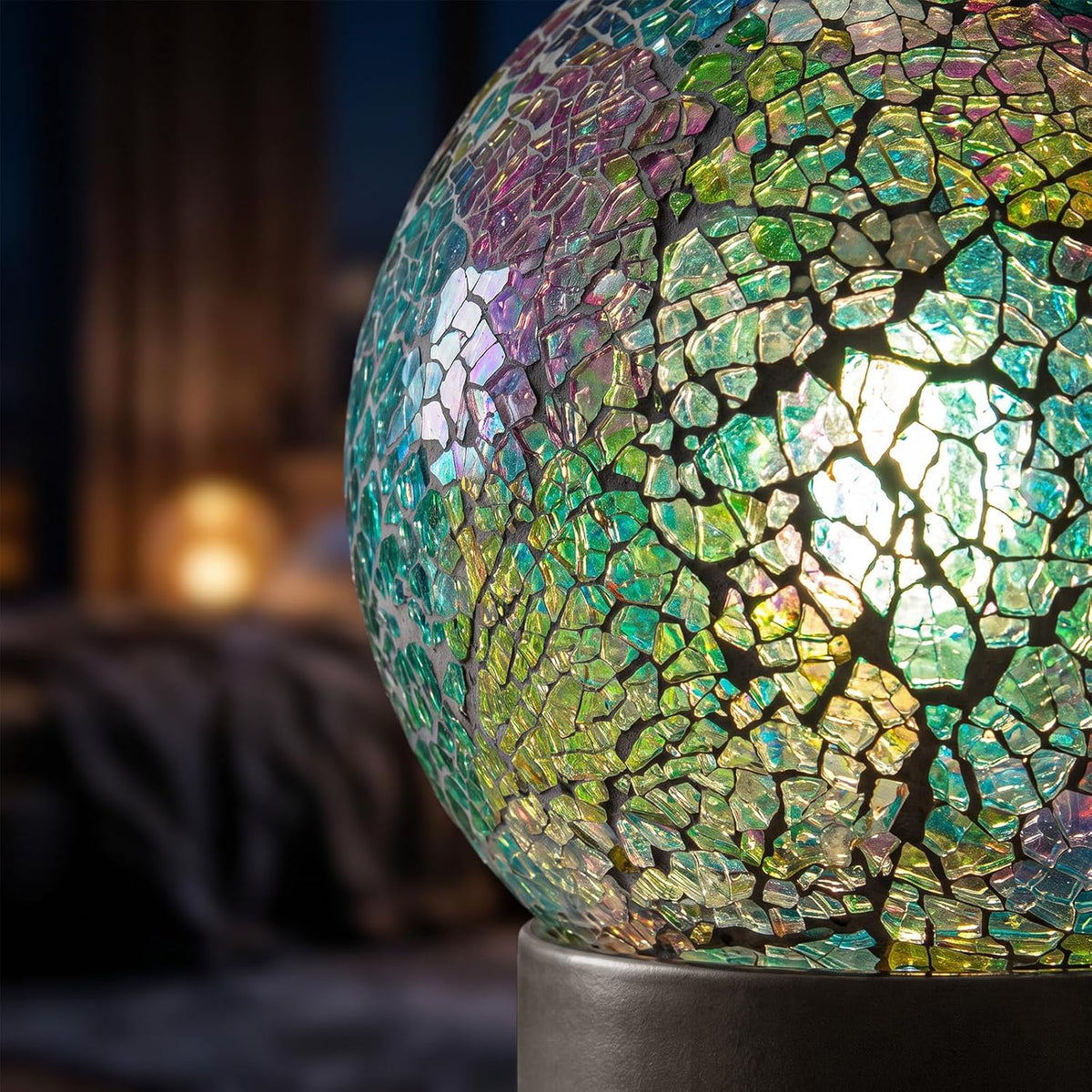 Oneach 6.5" Mini Mosaic Glass Cordless Rechargeable Battery Table Lamp