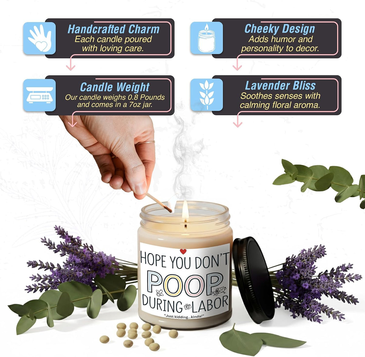 Hope You Don't Poop During Labor Soy Candle - Funny Pregnancy Gifts