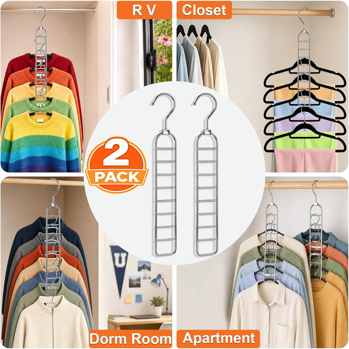 18-Hole Heavy Duty Space Saving Hangers for Closet Organizers and Storage
