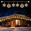 Christmas Snowflake Icicle String Lights with 6 Drops - 9ft Snowflake Window Lights with 100 Mini Bulbs, Plug-in Connectable Curtain Hanging Lights for Christmas Home Indoor Outdoor Holiday Decor
