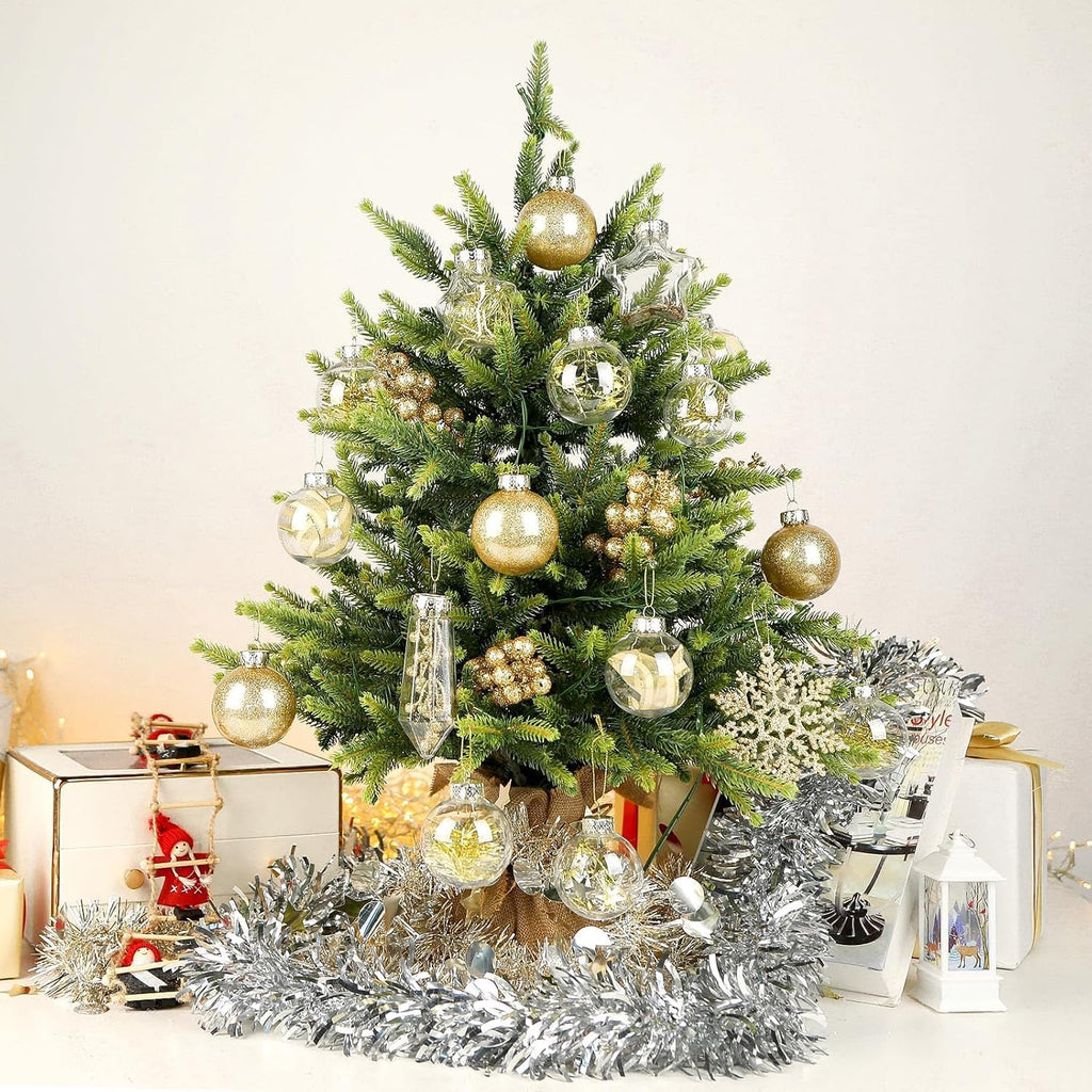 SHareconn 100PCS Christmas Tree Ornaments Clear Set, Gold