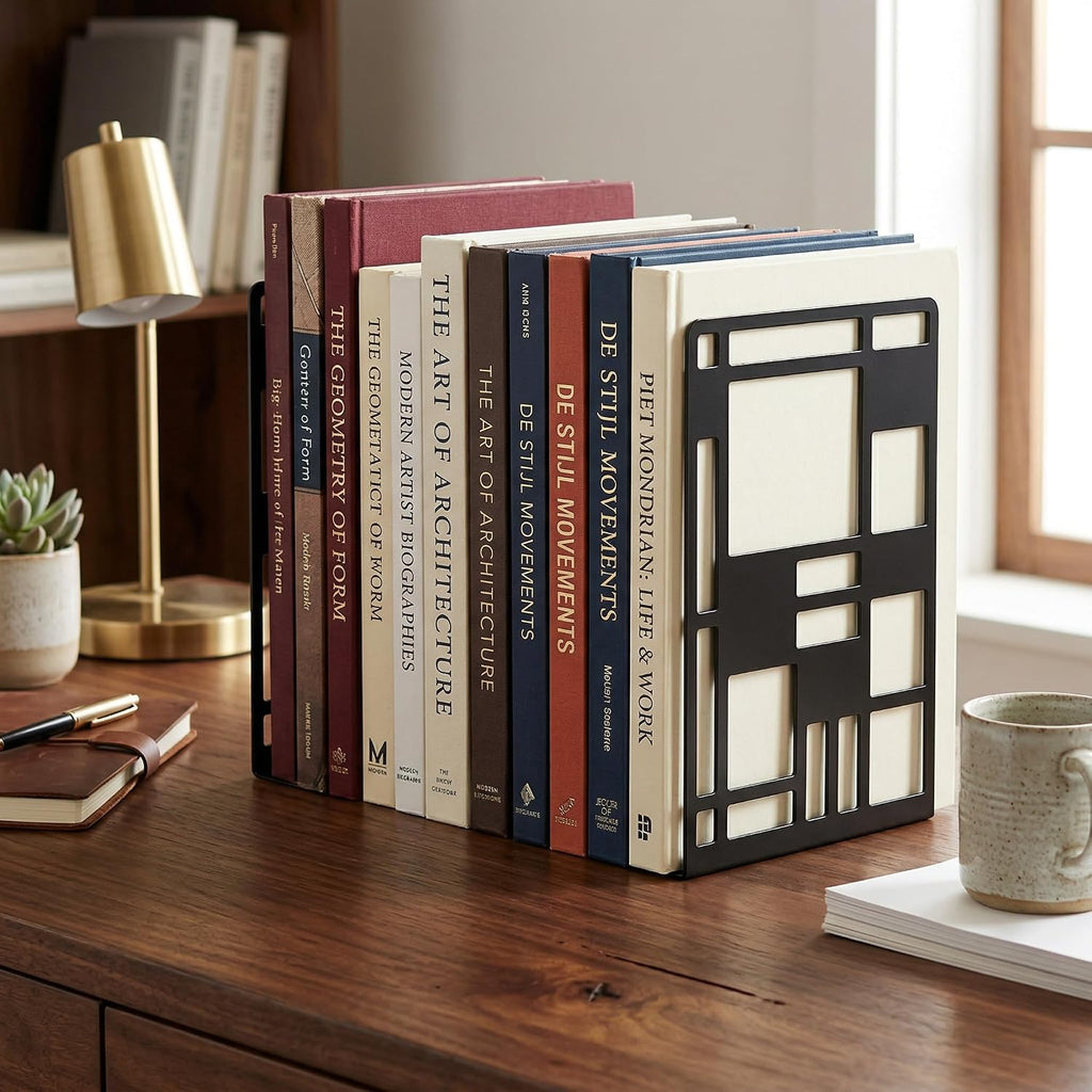 Black Metal Bookends for Shelves, 1 Pair