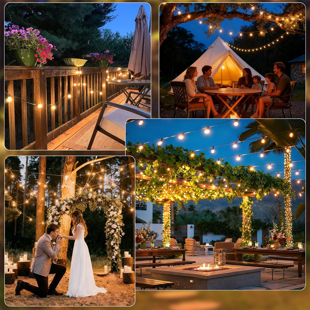 G40 100FT Outdoor String Lights, Waterproof Patio Lights with Light Sensor