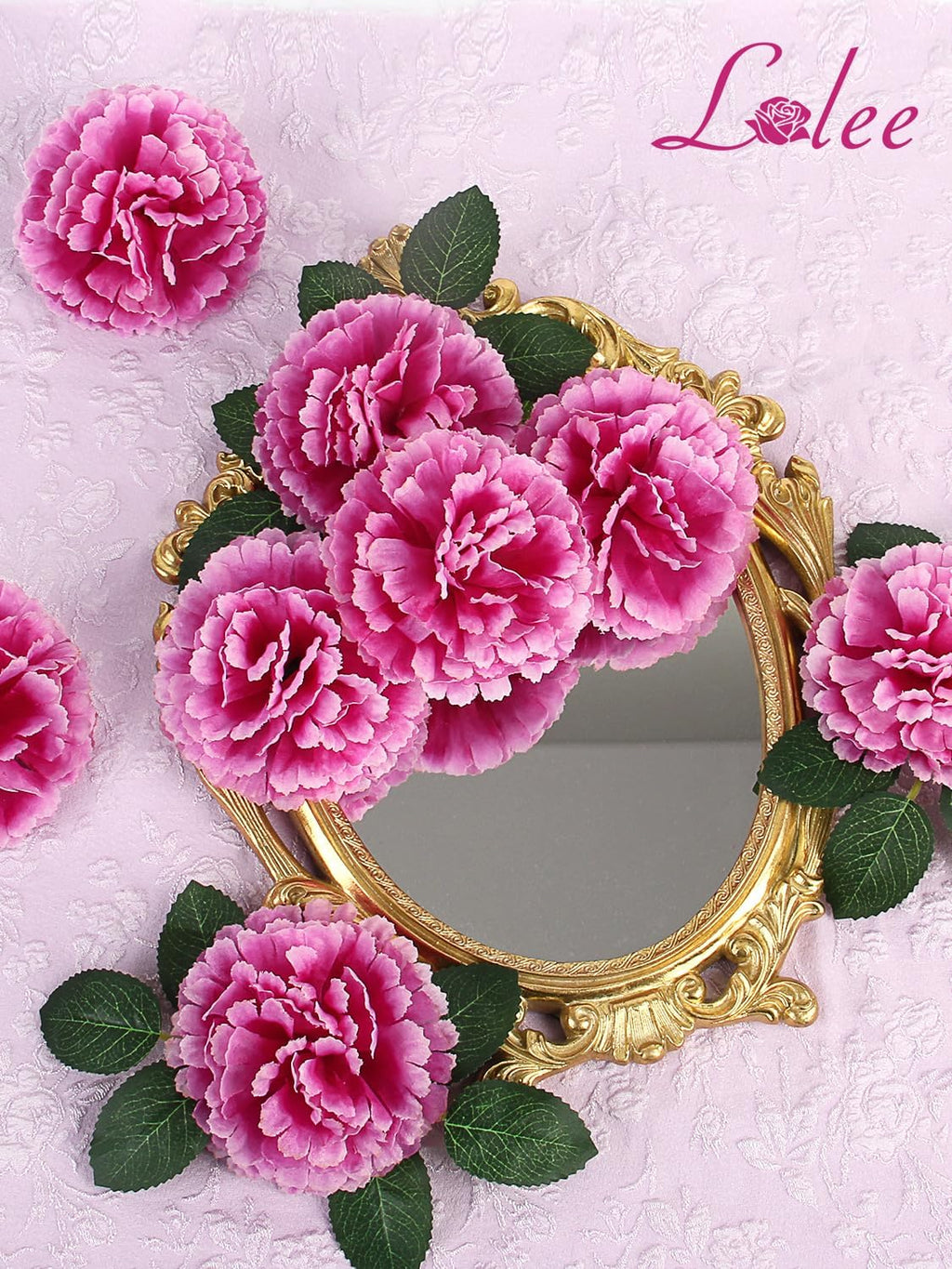 108pcs Carnation Artificial Flowers with Stems, 3.5" Fushia Carnations