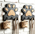 2pcs Dog Leash Holder for Wall, Dog Leash Holder, Dog Leash Hooks for Wall,Dog Leash Hanger,Dog Paw Key Holder,Wall Mounted Dog Leash and Key Holder,Rustic Pine Wood Decor for Home Entryway（Grey）