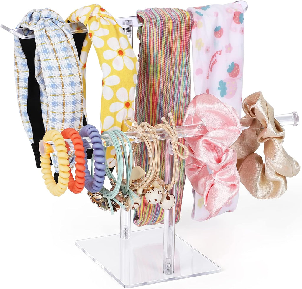 Headband Holder, Scrunchie Holder Acrylic, Clear Hair Ties Stand Organizer