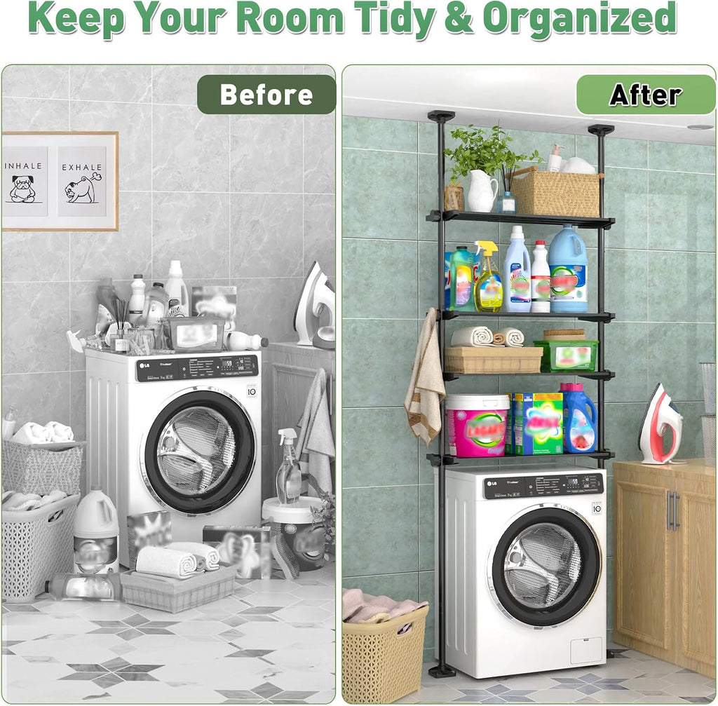 SUNALLY Over The Toilet Storage Shelf, Over Toilet Bathroom Organizer,Black