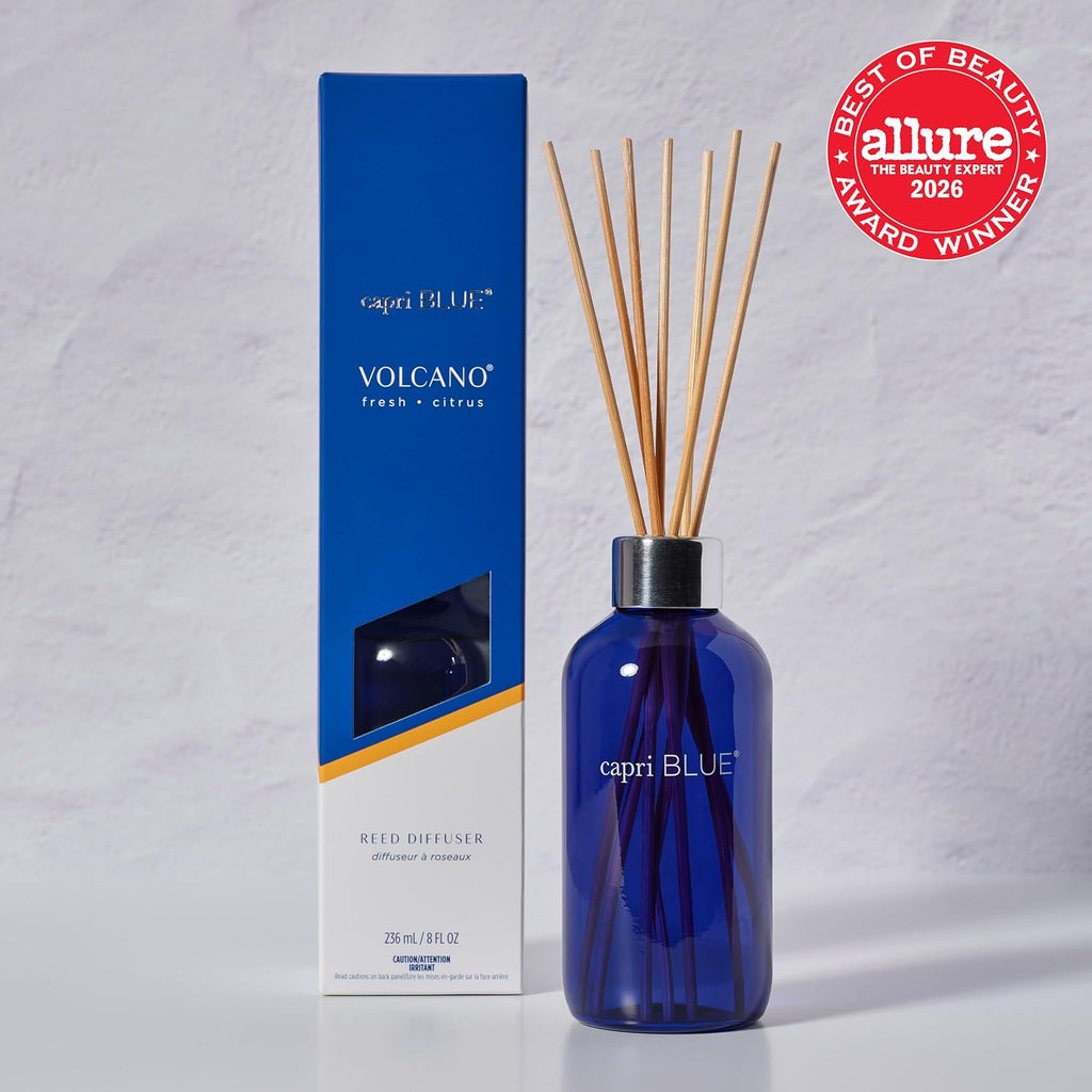 Capri Blue Volcano Reed Diffuser Set - Includes Reed Diffuser Sticks, Fragrance Oil, and Glass Bottle - Luxury Scented Room Fresheners - Cobalt Blue (8 fl oz)