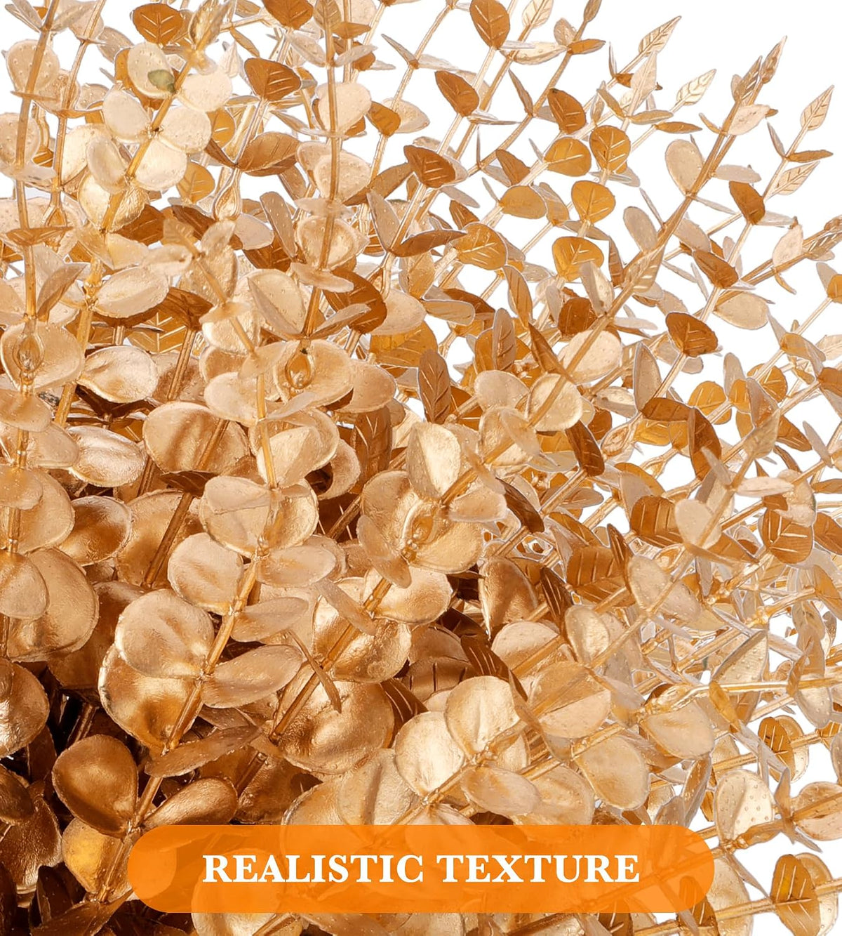 40 Pcs Gold Artificial Eucalyptus Stems,Faux Eucalyptus Leaves Branches