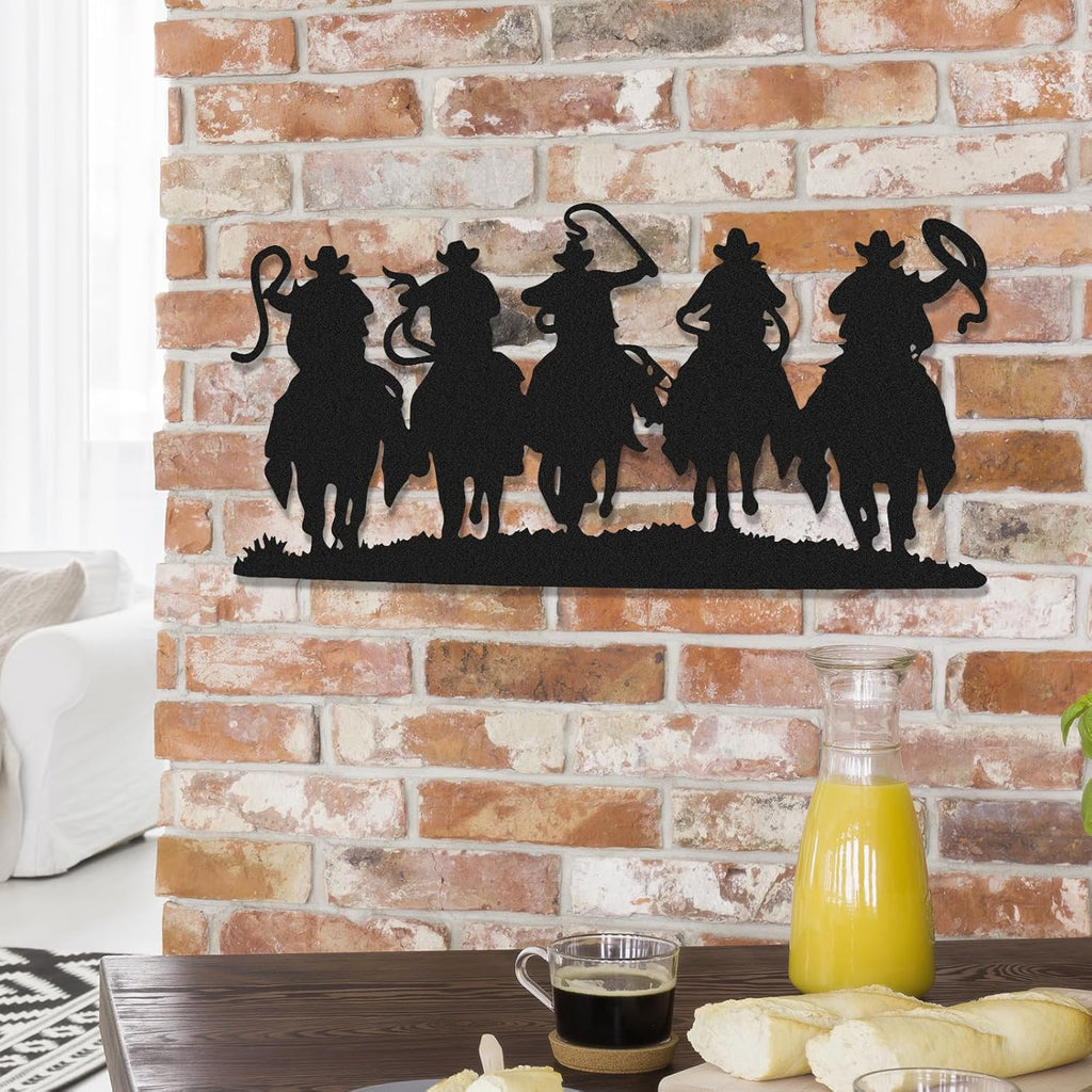 Zonon Western Cowboy Wall Decor Metal Cowboy Sign, Black