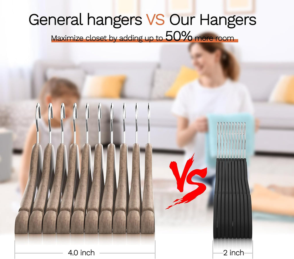 New Premium Velvet Hangers 60 Pack, Non Slip Clothes Hangers, Black