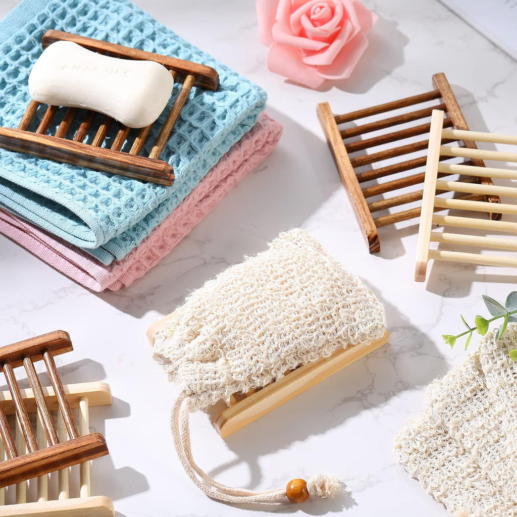 Soap Dish Set Wood Holder Saver Bulk, Wood Color, Carbonized Color, 60 Pcs