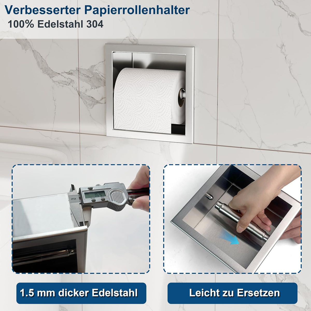 Neodrain 304 Stainless Steel Recessed in Wall Toilet Paper Holder