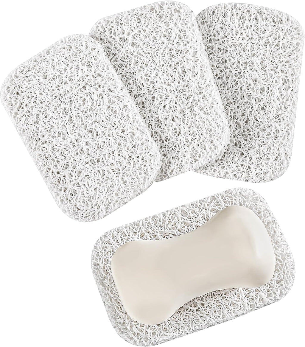4 Pack Soap Holder Pad，Soap Holder for Kitchen & Bathroom，White Non-Slip Soap Lifting Pads for Soap Dish