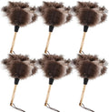 Ostrich Feather Duster 14" Natural Handheld Reusable Feathers Dusters with Wooden Handle for Cleaning Supplies Home Car Office(6PCS)