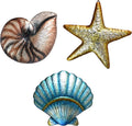 3 Pcs Metal Beach Wall Decor Sea Star Shell Conch Metal Decor Wall Hanging