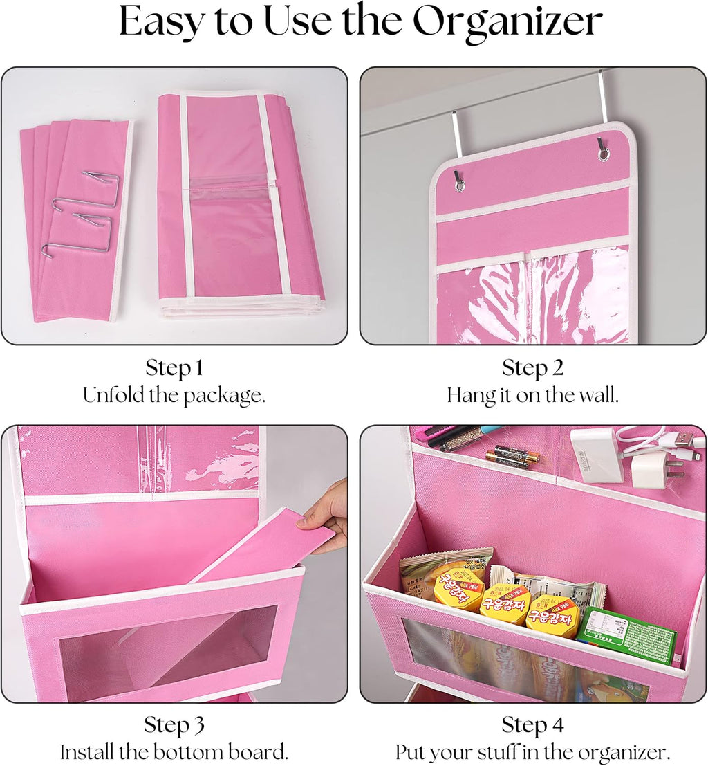 GCreation Over Door Organizer for Bedroom Bathroom Pantry, 5 Shelf Pink