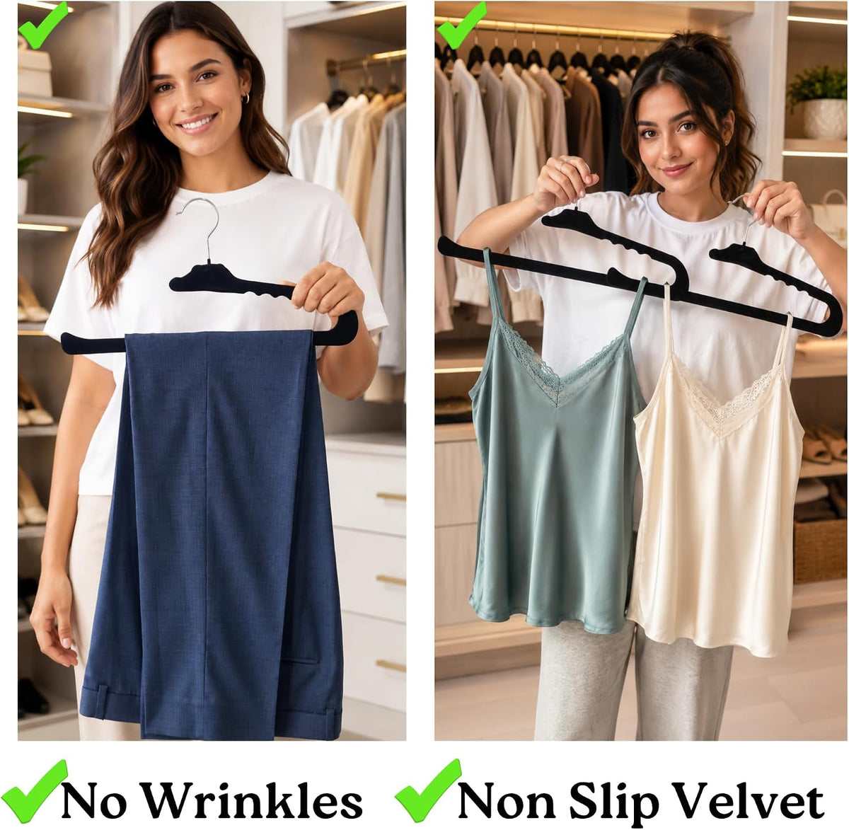 ZAKUTO Velvet Pants Hangers 50 Pack, Open Ended, Short Neck, Jean Hangers