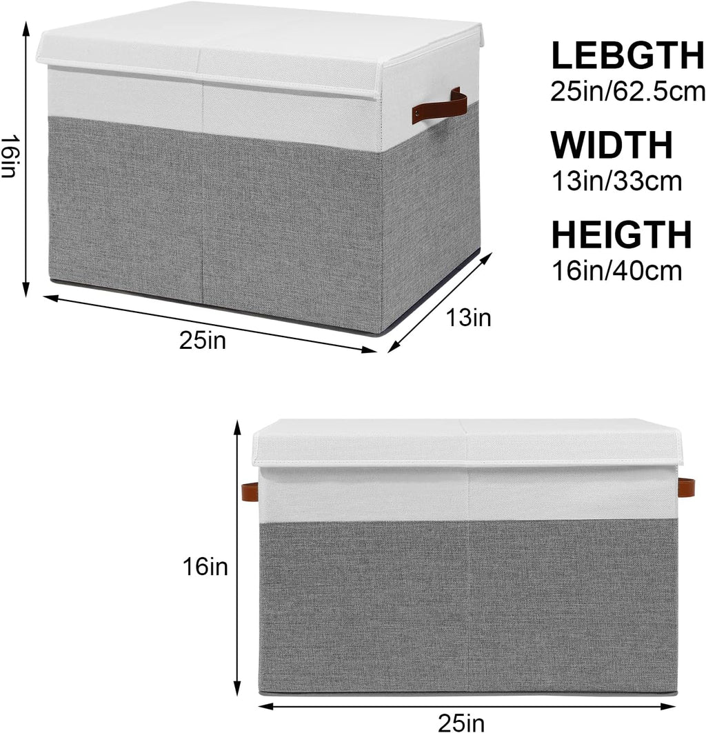 Large Toy Storage Box with Lid, Toy Chest Bin Boxes Basket with Dividers