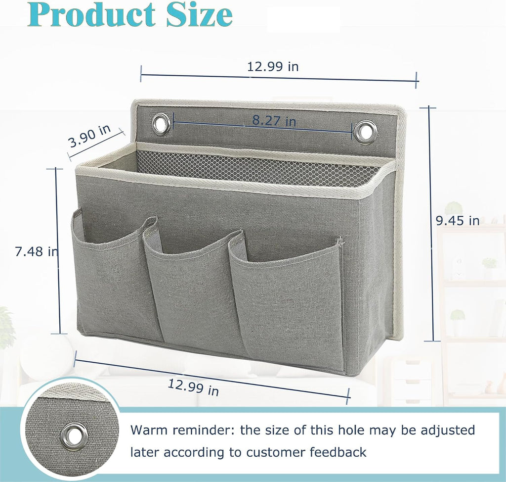 2-Pack Wall Hanging Organizer Bag/Hanging Baskets with Large Mesh Compartment & 3 Pockets，Over the Door Organizer Space Saving Storage for Bedroom,RV Camper, Closet (Gray -2 Pack)