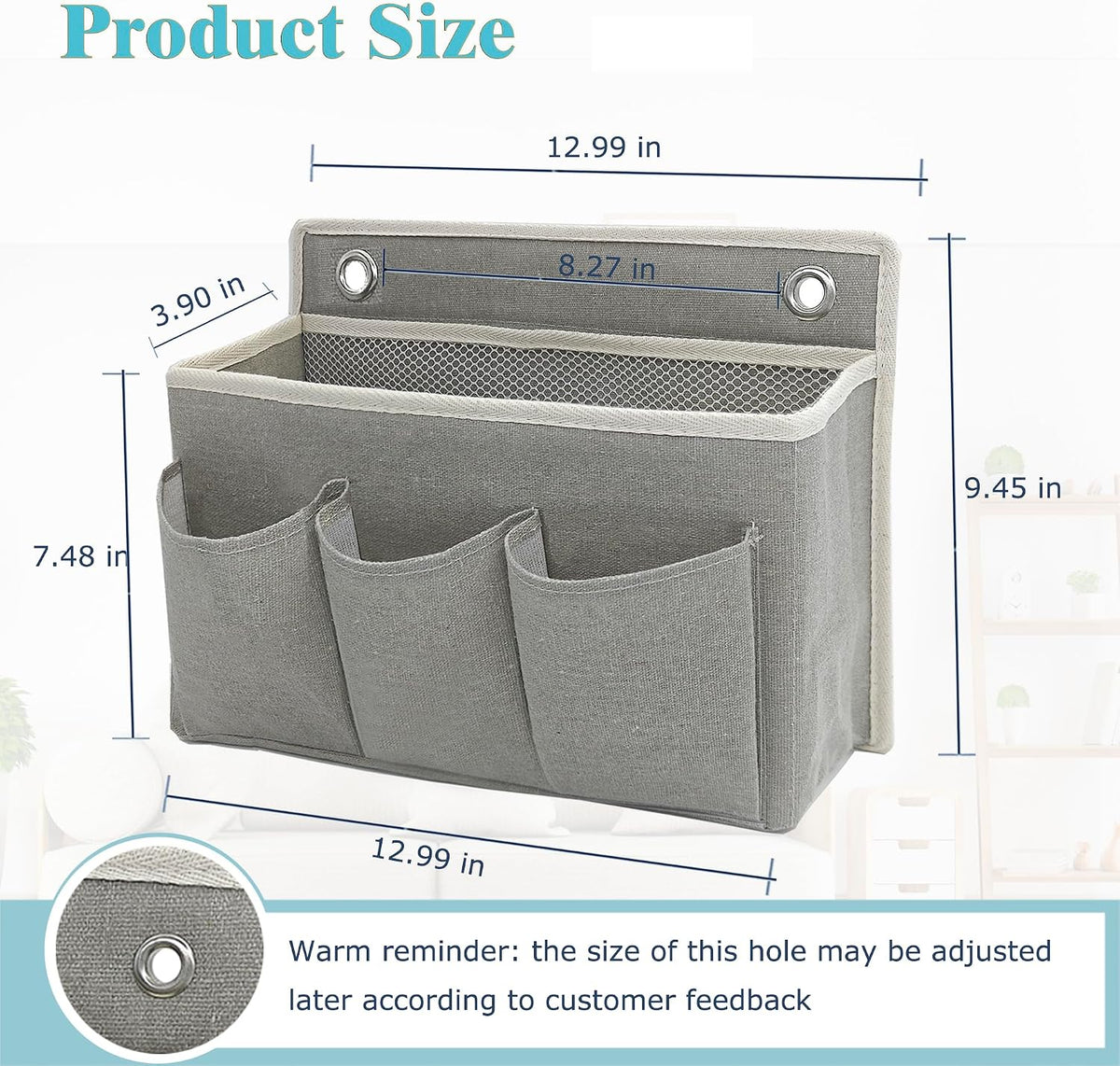 2-Pack Wall Hanging Organizer Bag/Hanging Baskets with Large Mesh Compartment & 3 Pockets，Over the Door Organizer Space Saving Storage for Bedroom,RV Camper, Closet (Gray -2 Pack)