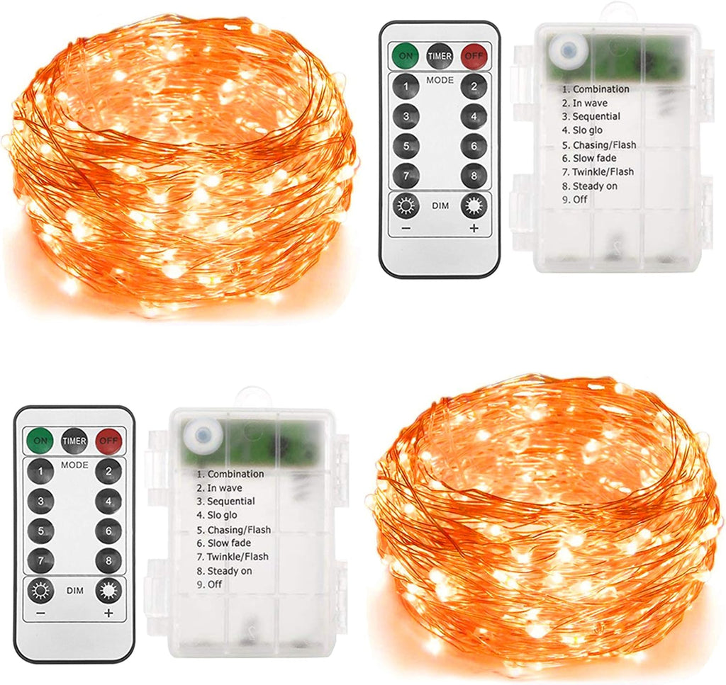 Twinkle Star 200 LED Halloween Fairy Lights, 66 ft 2 Pack Orange