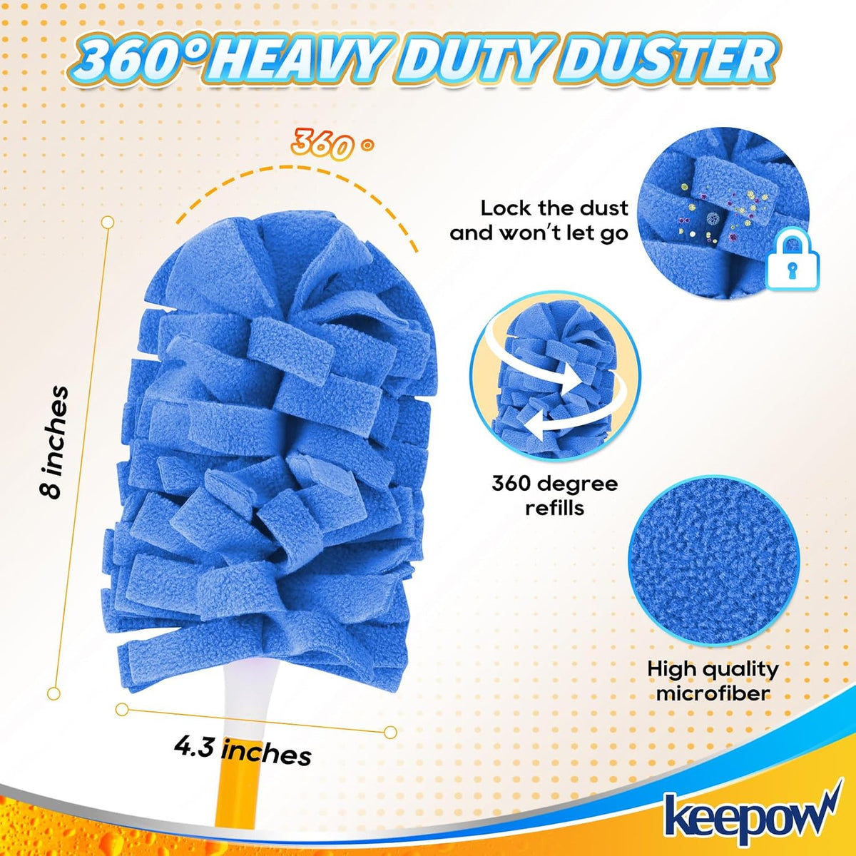 KEEPOW 6Pcs Duster Refills Compatible with Swiffer Hand, Heavy Duty Fleece