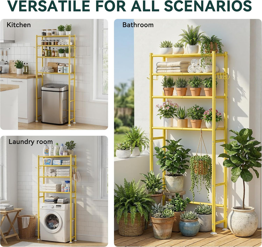 GloTika 4-Tier Over The Toilet Storage Shelves, Gold