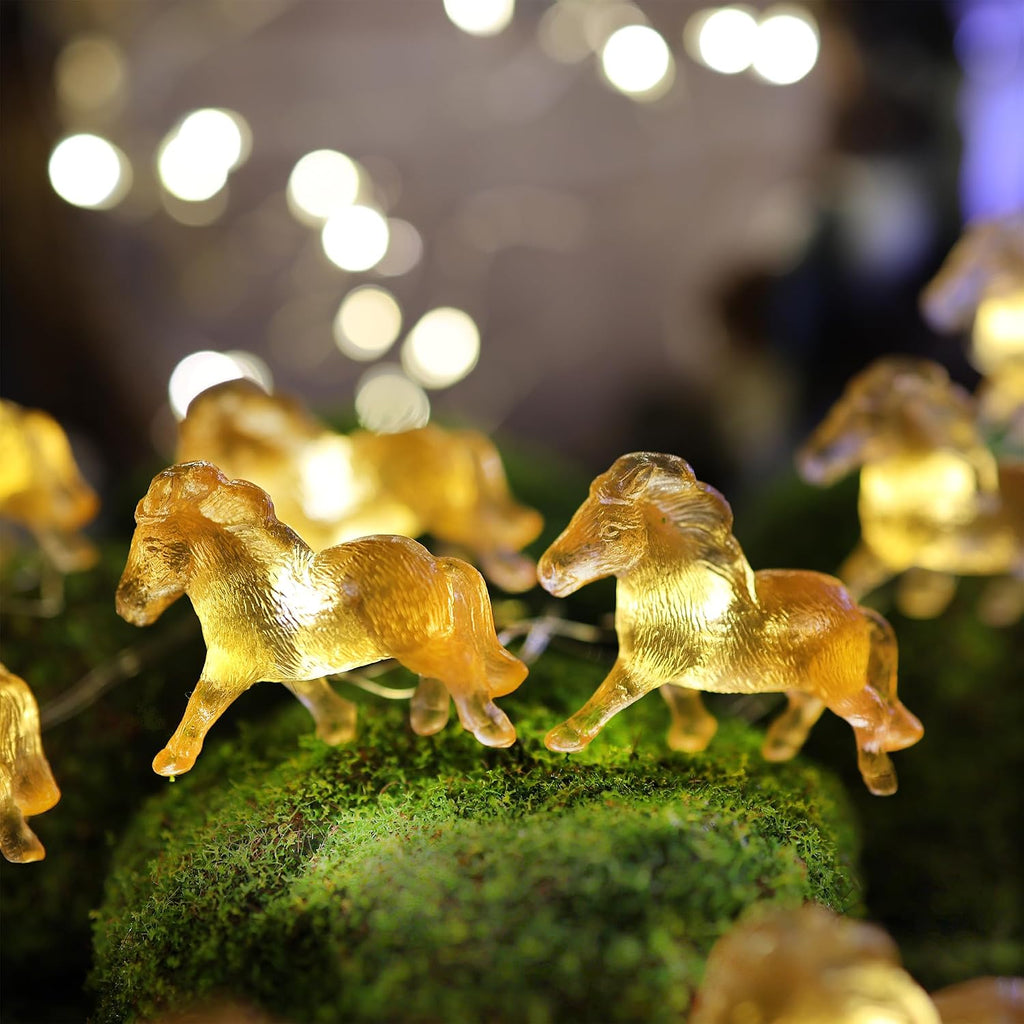 Pony Fairy Lights Outdoor Waterproof Horse Gifts for Women Battery Operated Decorative Thanksgiving Christmas Fairy Lights for Bedroom Garden Patio with Remote 20LED 8.5ft