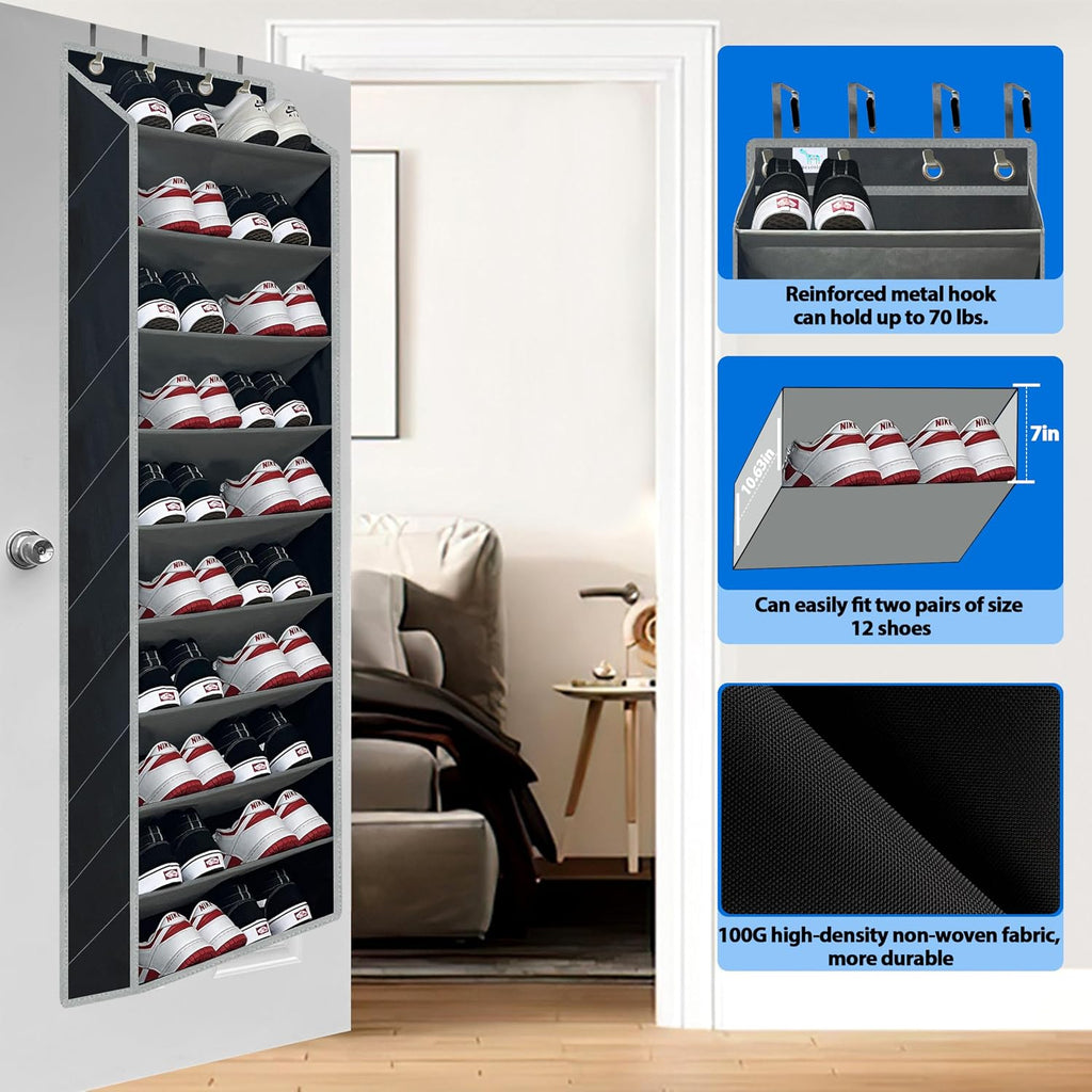 10 Tiers Shoe Organizer for Closet, 20 to 30 Pairs Shoe Rack Door