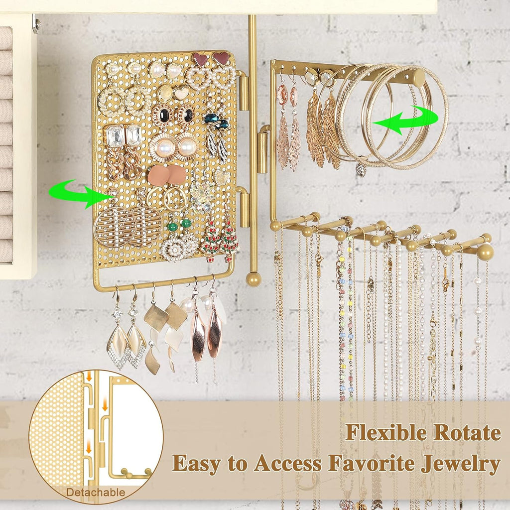 Hanging Jewelry Organizer Wall Mounted with Necklace Earring Ring Holder