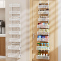 Delamu 8 Tier Over the Door Pantry Organizer, 2in1 Hanging or Wall Mount Spice Rack Seasoning, Adjustable Heavy-Duty Narrow Pantry Door Organizer and Storage for Kitchen Cabinet and Bathroom,12" White