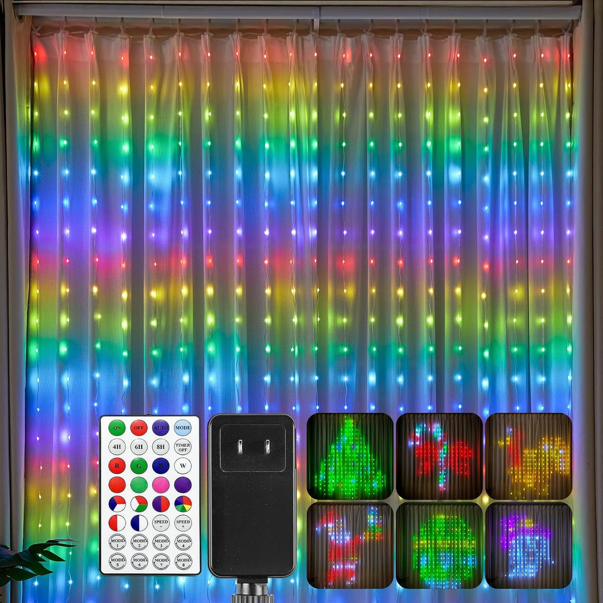 Brightown 540 LED RGB Smart Curtain Fairy Lights with Remote, 4.9x6.6ft