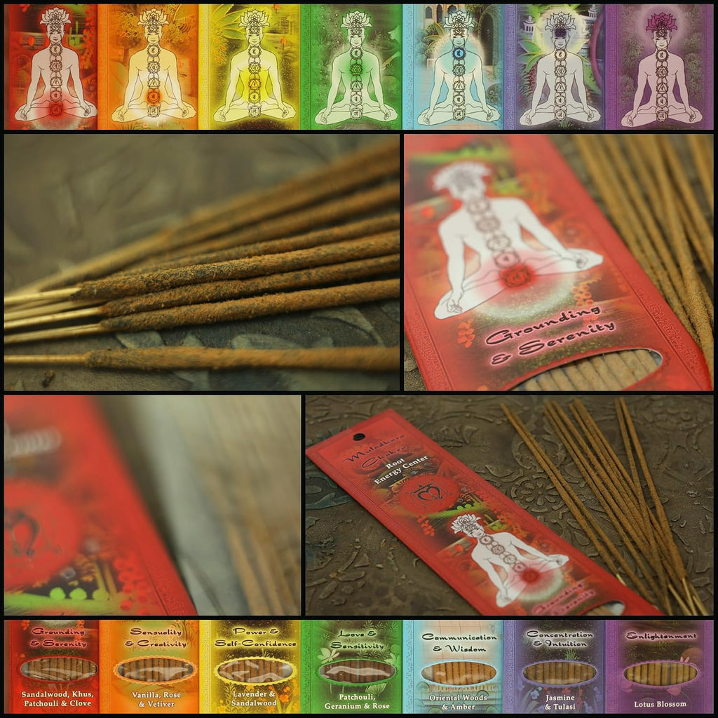 Prabhuji’s Gifts - Divine Chakra Incense Sticks - Muladhara Root Energy - Handmade Herbal Indian Incense - Agarbatti Sticks for Meditation & Cleansing - Earth Element, Serenity & Grounding (10 Pack)…