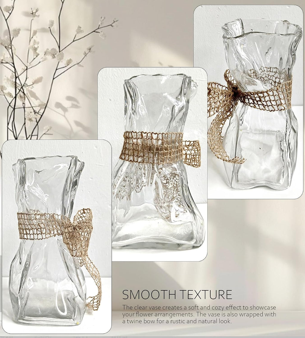 Transparent Irregular Shaped Modern Minimalist Glass Vase - Fashionable Multi-Use Home Decor for Flowers, Centerpiece, Kitchen, Office, Wedding & Holiday