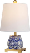 JONATHAN Y Justina Owl Mini Table Lamp 16" Ceramic, Blue/White