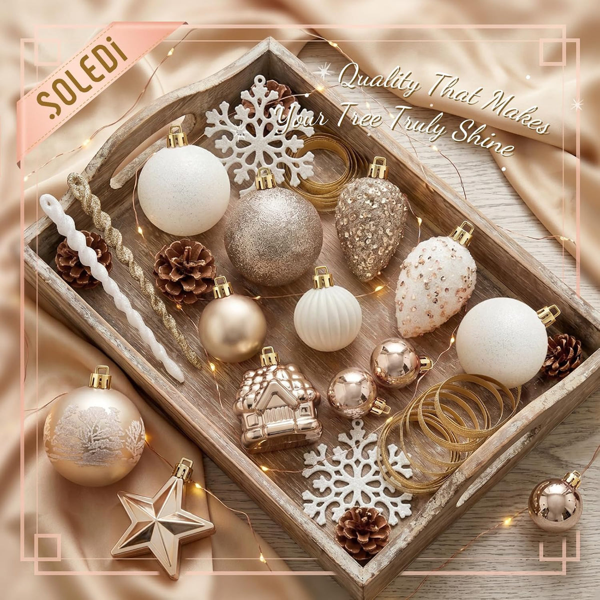 SOLEDI 132pcs Christmas Tree Ornaments Set, 2026 Christmas Tree Decorations