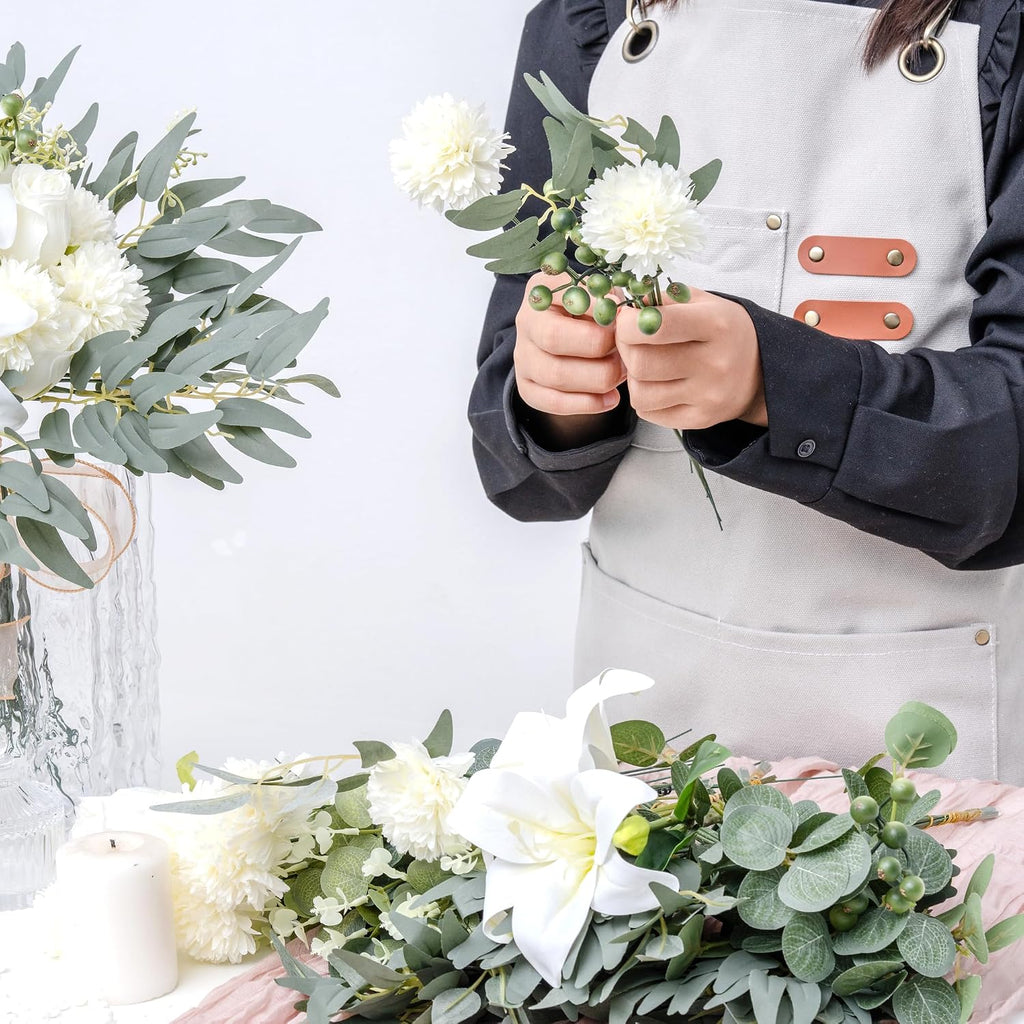 130 Pcs Mixed Eucalyptus Leaves Stems 8 Kinds Artificial Bulk Fake Silver Dollar Eucalyptus Bundle Faux Plants Greenery for DIY Wedding Vase Bouquets Floral Arrangement Engagement Decor （Green）
