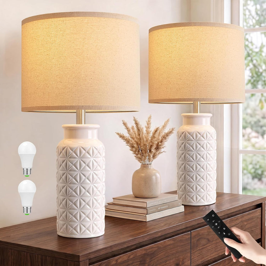 Innqoo 22.6" Dimmable Table Lamps Set of 2 with Remote, Lamps for Bedroom