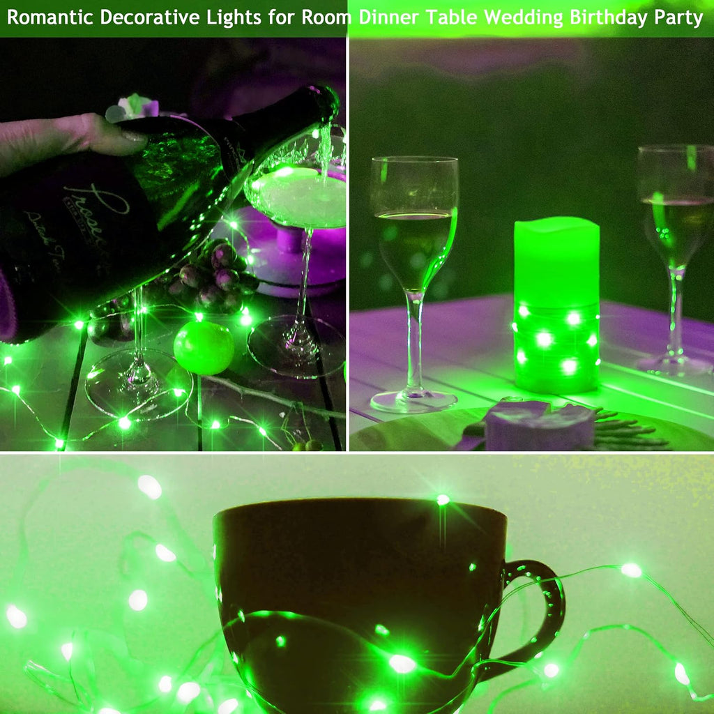 12 Packs 20 LED Wine Bottle Lights with Cork - Green Fairy String Lights Battery Operated Liquor Bottle Cork Lights for Vase Jars St Patricks Day ,Christmas,Halloween Party Decor Table Centerpieces