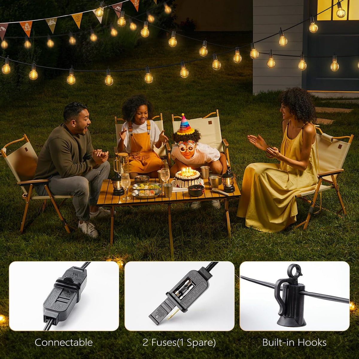Brightown Outdoor String Lights, 35FT with 30 Bulbs, Waterproof Connectable