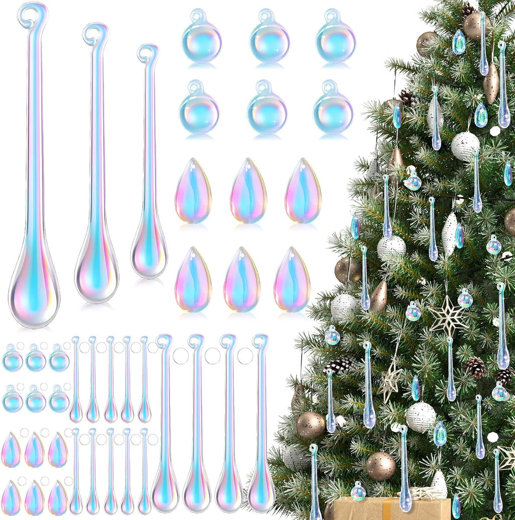 Vercraft 100 Pcs Christmas Tree Acrylic Hanging Ornaments, Laser Color